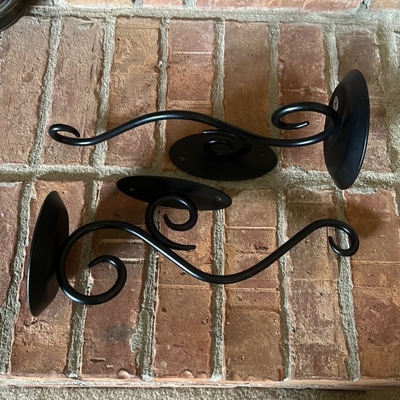 PartyLite Hearthside Black Metal Coated Scroll Sconces Set of 2 - Picture 6 of 6